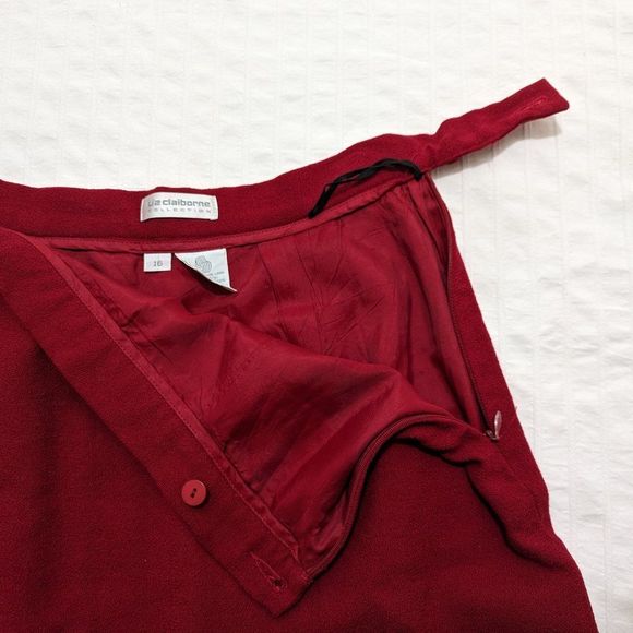 Liz Claiborne Double Slit Red Wool Skirt Size 16 - Picture 5 of 7